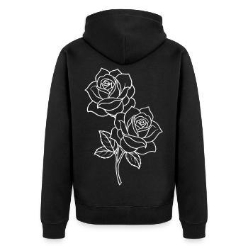 Roses - Fleurs - Fleurs - Dicton - Veste à capuche bio Premium Unisexe - noir - Dos - Nico (187cm)