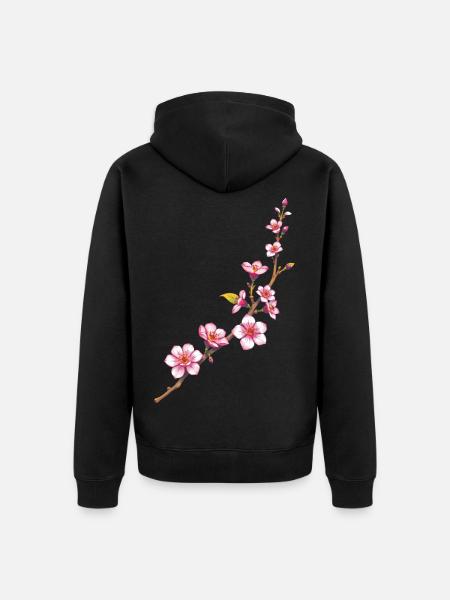 Flowers - Unisex Premium Organic Zip Hoodie - black
