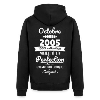 20th Anniversary - October 2005 Original - Unisex Premium Organic Zip Hoodie - black - Back - Nico (187cm)