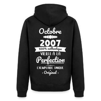 18th Birthday - October 2007 Original - Unisex Premium Organic Zip Hoodie - black - Back - Nico (187cm)