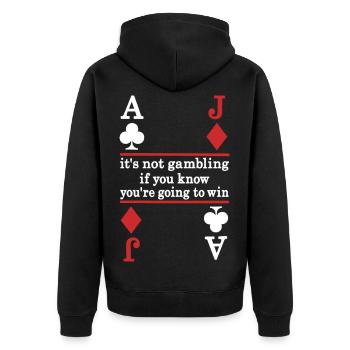 Poker Saying Card Motif - Unisex Premium Organic Zip Hoodie - black - Back - Nico (187cm)