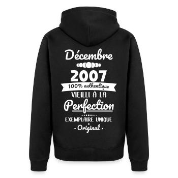 18th Birthday - December 2007 Original - Unisex Premium Organic Zip Hoodie - black - Back - Nico (187cm)