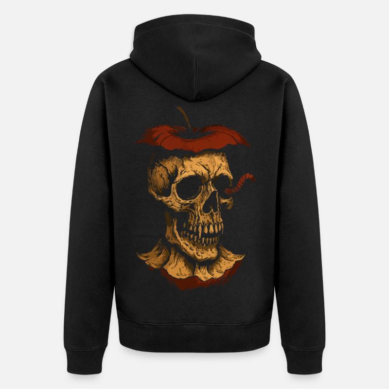 Fauler Apfel Totenkopf Kunst – Dunkles Design - Unisex Premium Bio Zip Hoodie - Schwarz