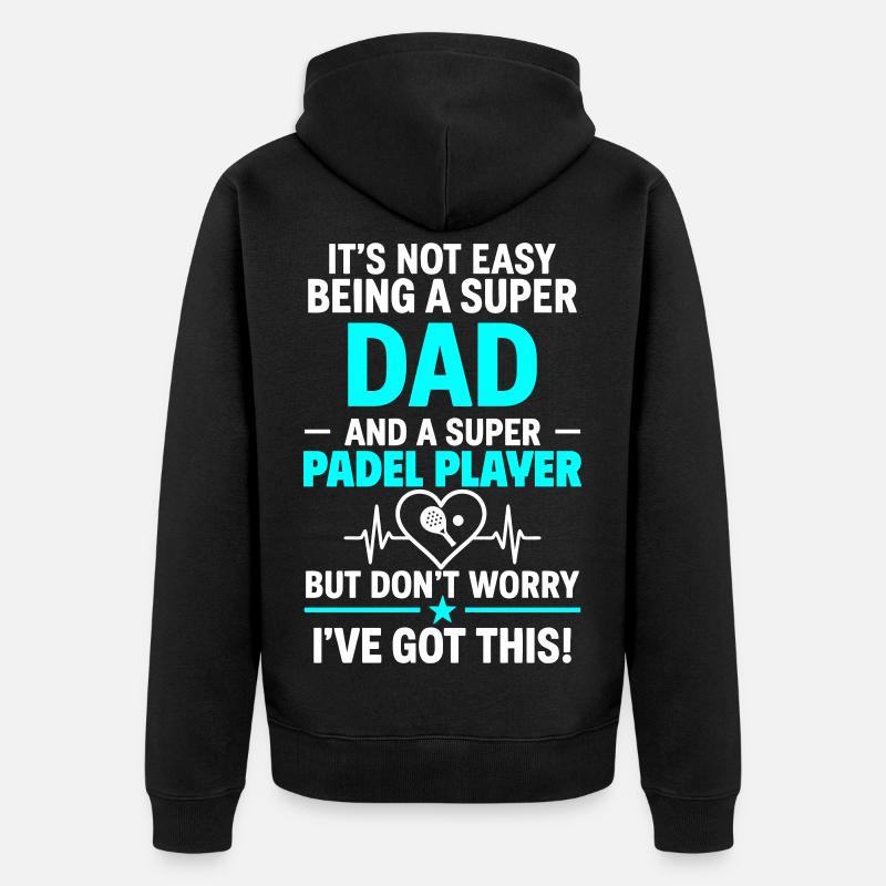 Cœur + Padel – Super Dad Padel Player - Veste à capuche bio Premium Unisexe - noir