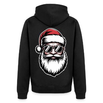 Cooler Weihnachtsmann mit Sonnenbrille - Unisex Premium Bio Zip Hoodie - Schwarz - Hinten - Nico (187cm)