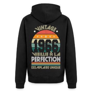 1966 – Vintage – Exemplaire unique - Veste à capuche bio Premium Unisexe - noir - Dos - Nico (187cm)