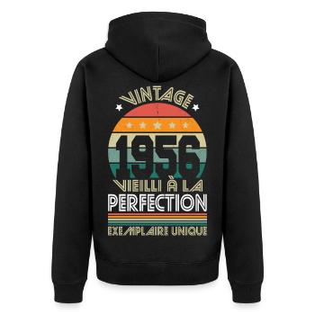 1956 – Vintage – Exemplaire unique - Veste à capuche bio Premium Unisexe - noir - Dos - Nico (187cm)