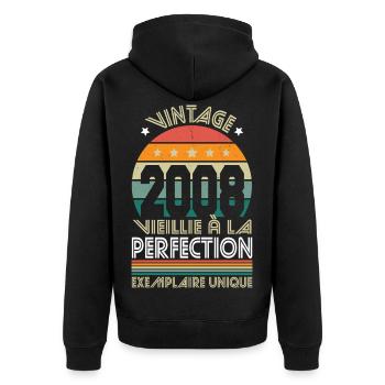 2008 – Vintage – Exemplaire unique - Veste à capuche bio Premium Unisexe - noir - Dos - Nico (187cm)