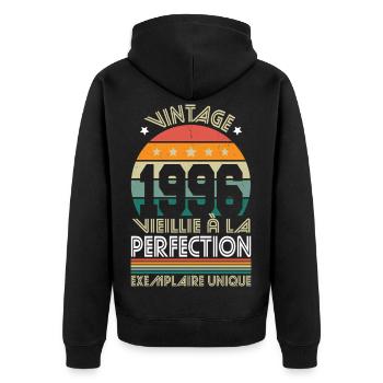 1996 – Vintage – Exemplaire unique - Veste à capuche bio Premium Unisexe - noir - Dos - Nico (187cm)