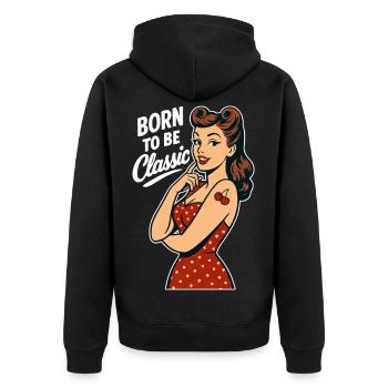 Cadeau rétro classique né de la Pin-Up Rockabilly - Veste à capuche bio Premium Unisexe - noir - Dos - Nico (187cm)