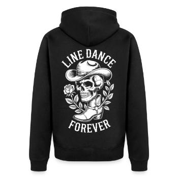 Line Dance Forever Schädel Western - Unisex Premium Bio Zip Hoodie - Schwarz - Hinten - Nico (187cm)