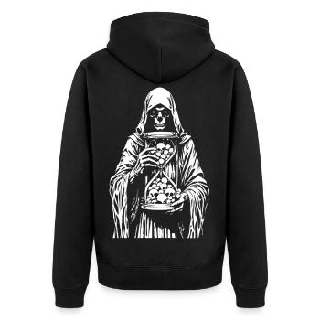 Grim Reaper with Skulls - Unisex Premium Organic Zip Hoodie - black - Back - Nico (187cm)
