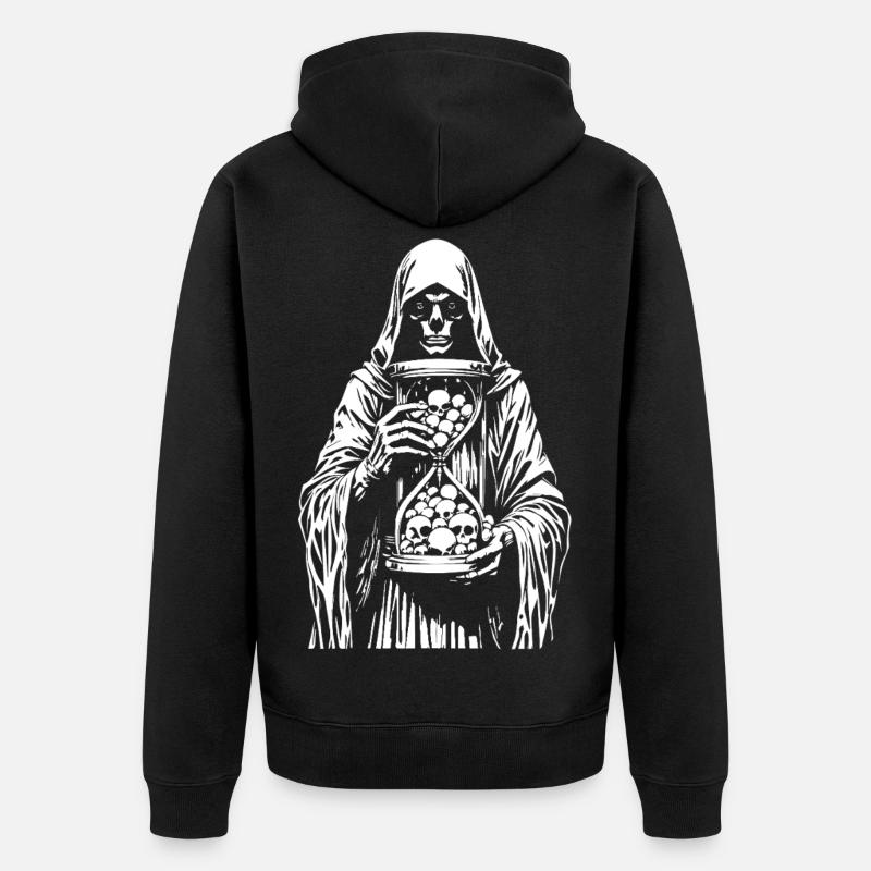 Sensenmann mit Schädeln - Unisex Premium Bio Zip Hoodie - Schwarz