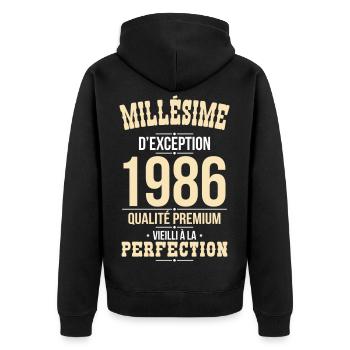 1986 – Exceptional vintage – Premium quality - Unisex Premium Organic Zip Hoodie - black - Back - Nico (187cm)