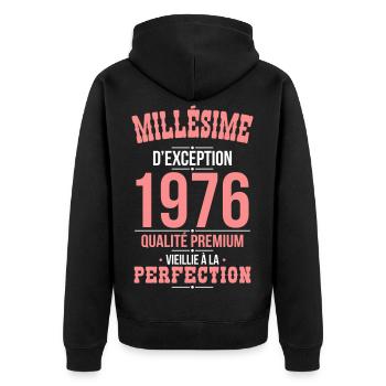 1976 – Millésime d’exception – Qualité premium - Veste à capuche bio Premium Unisexe - noir - Dos - Nico (187cm)