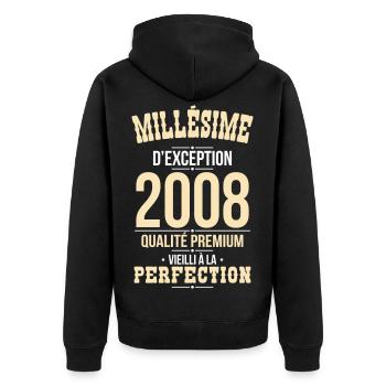 2008 – Millésime d’exception – Qualité premium - Veste à capuche bio Premium Unisexe - noir - Dos - Nico (187cm)