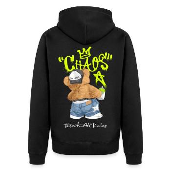 Chaos Bär Graffiti Break All Rules - Unisex Premium Bio Zip Hoodie - Schwarz - Hinten - Nico (187cm)