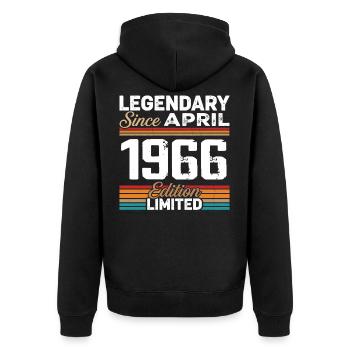 Legendary since 1966, April 1966 Retro Edition - Unisex Premium Organic Zip Hoodie - black - Back - Nico (187cm)
