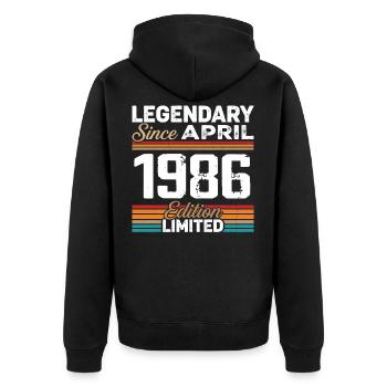 Cadeau Anniversaire Avril 1986 Rétro Avril 1986 - Veste à capuche bio Premium Unisexe - noir - Dos - Nico (187cm)