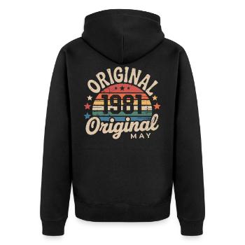 Vintage May 1981: The Authentic Myth May 1981 - Unisex Premium Organic Zip Hoodie - black - Back - Nico (187cm)