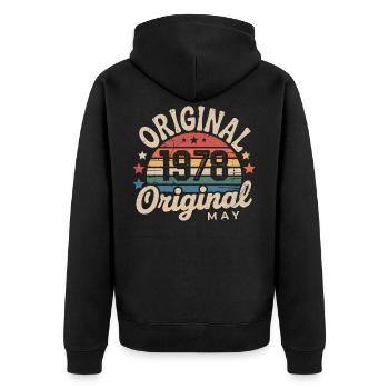 Vintage May 1978: The Authentic Myth May 1978 - Unisex Premium Organic Zip Hoodie - black - Back - Nico (187cm)
