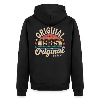 Vintage May 1985: The Authentic Myth May 1985 - Unisex Premium Organic Zip Hoodie - black - Back - Nico (187cm)