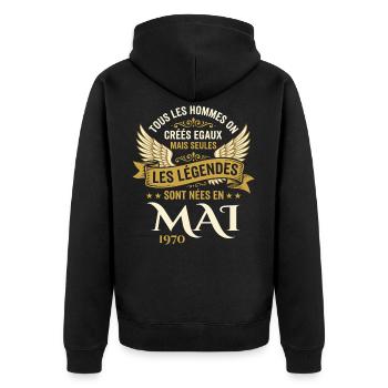 Anniversaire Mai 1970 - Veste à capuche bio Premium Unisexe - noir - Dos - Nico (187cm)
