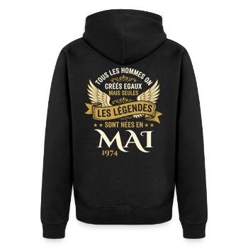 Anniversaire Mai 1974 - Veste à capuche bio Premium Unisexe - noir - Dos - Nico (187cm)