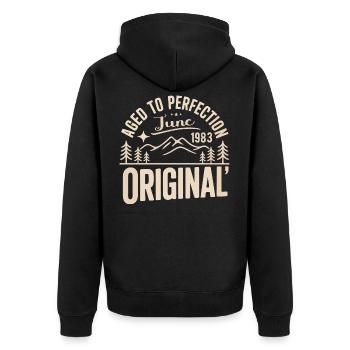 June 1983 – Legend of the Peaks and Mountains - Unisex Premium Organic Zip Hoodie - black - Back - Nico (187cm)