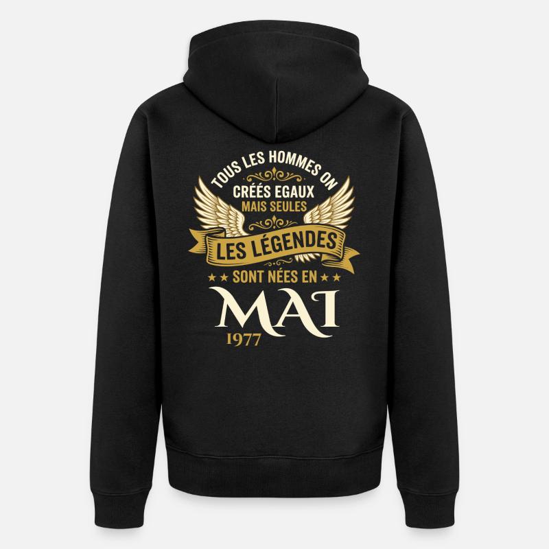 Anniversaire Mai 1977 - Veste à capuche bio Premium Unisexe - noir