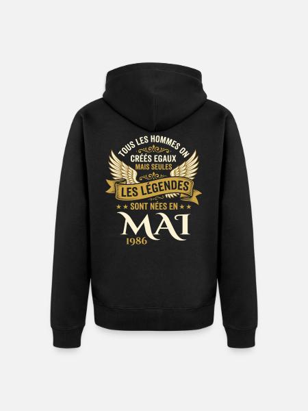 Anniversaire Mai 1986 - Veste à capuche bio Premium Unisexe - noir