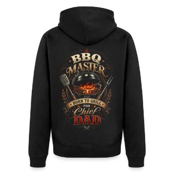 Papa Chef Master of the BBQ Grill - Father"s day - Unisex Premium Organic Zip Hoodie - black - Back - Nico (187cm)