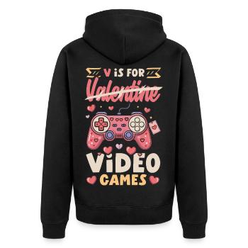 Retro Heart Valentine's Day Design Love - Unisex Premium Organic Zip Hoodie - black - Back - Nico (187cm)