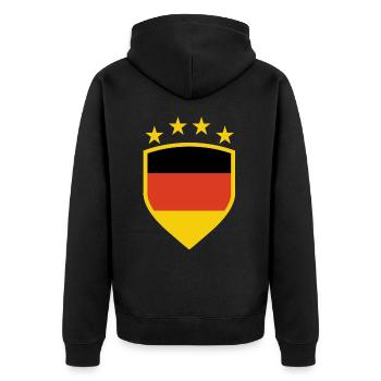 German coat of arms with flag colours - Unisex Premium Organic Zip Hoodie - black - Back - Nico (187cm)