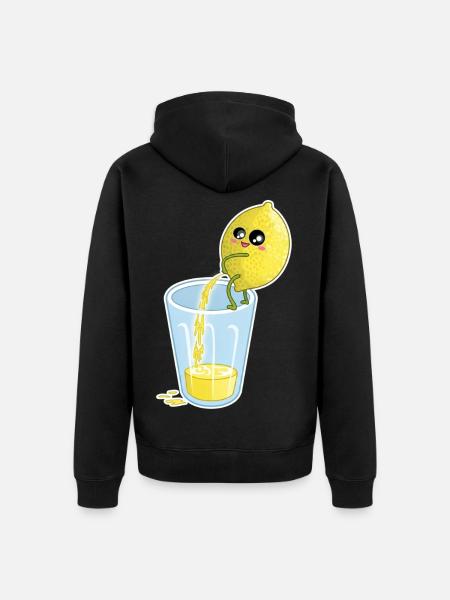 Lemon Makes Juice – Funny Cartoon - Unisex Premium Organic Zip Hoodie - black