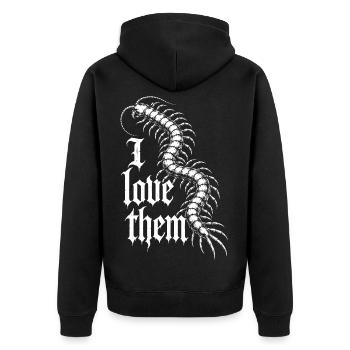 Skolopender Fan - Unisex Premium Bio Zip Hoodie - Schwarz - Hinten - Nico (187cm)