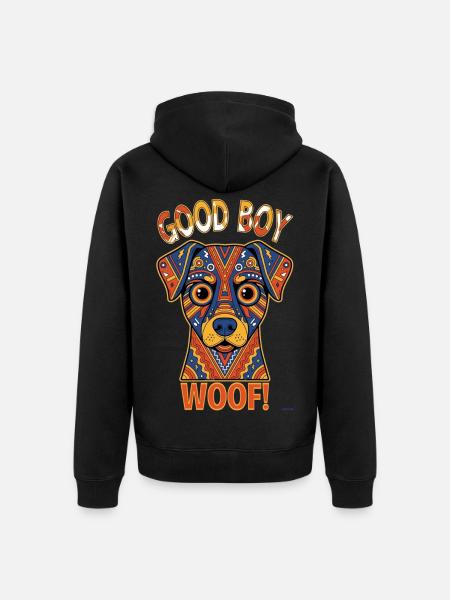 Buntes Retro-Hunde-Abschieds-Wuff-Design. - Unisex Premium Bio Zip Hoodie - Schwarz