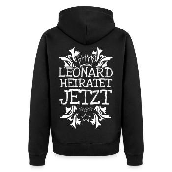 Leonard - Unisex Premium Bio Zip Hoodie - Schwarz - Hinten - Nico (187cm)