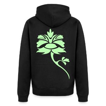 Lichtgrünes Blattornament-Blüte - Unisex Premium Bio Zip Hoodie - Schwarz - Hinten - Nico (187cm)