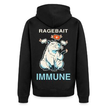 Capybara Ragebait Immune Jugendwort 2026 Geschenk - Unisex Premium Bio Zip Hoodie - Schwarz - Hinten - Nico (187cm)