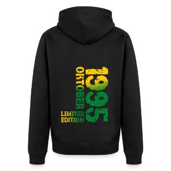 1995 Oktober Limited Edition 28. Geburtstag Deko - Unisex Premium Bio Zip Hoodie - Schwarz - Hinten - Nico (187cm)