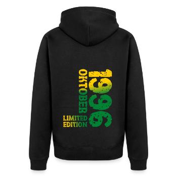 1996 Oktober Limited Edition 27. Geburtstag Deko - Unisex Premium Bio Zip Hoodie - Schwarz - Hinten - Nico (187cm)
