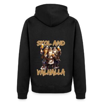Skol and Valhalla Wikinger - Unisex Premium Bio Zip Hoodie - Schwarz - Hinten - Nico (187cm)