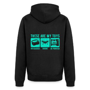 Drone - Unisex Premium Bio Zip Hoodie - Schwarz - Hinten - Nico (187cm)