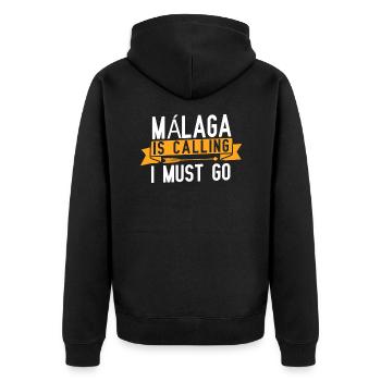Malaga ruft und ich muss gehen - Unisex Premium Bio Zip Hoodie - Schwarz - Hinten - Nico (187cm)