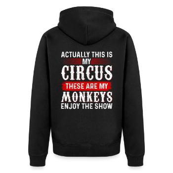 Circus - Unisex Premium Organic Zip Hoodie - black - Back - Nico (187cm)