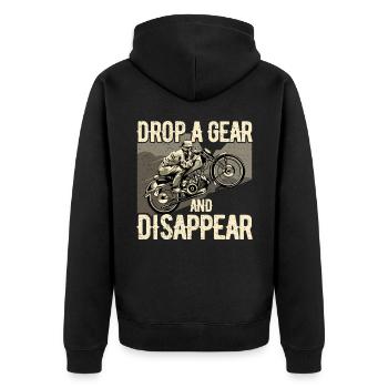 Motorcyclist - Unisex Premium Organic Zip Hoodie - black - Back - Nico (187cm)