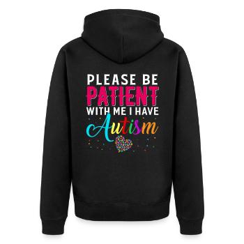 Autist Autismus Autisten Autistisch Geschenk - Unisex Premium Bio Zip Hoodie - Schwarz - Hinten - Nico (187cm)