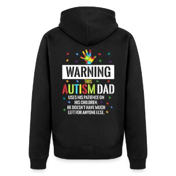 Autist Autismus Autisten Autistisch Geschenk - Unisex Premium Bio Zip Hoodie - Schwarz - Hinten - Nico (187cm)