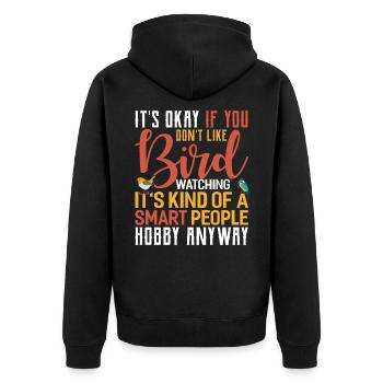 Birdwatchers - Unisex Premium Organic Zip Hoodie - black - Back - Nico (187cm)
